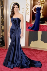 Sandra Bullock stole the show in a gorgeous Steve McQueen gown, while Amy Adams (inset) was stunning in Gucci.